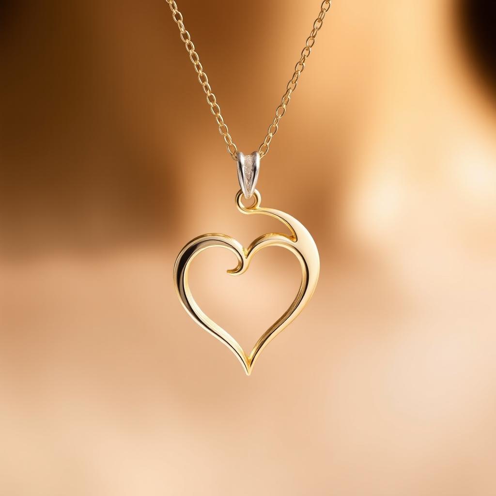 A beautiful necklace featuring a pendant that combines a heart and a crescent moon, symbolizing love and mystique