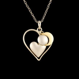 A beautiful heart-shaped necklace accentuated by a delicate crescent moon pendant, designed without any inscriptions or engravings