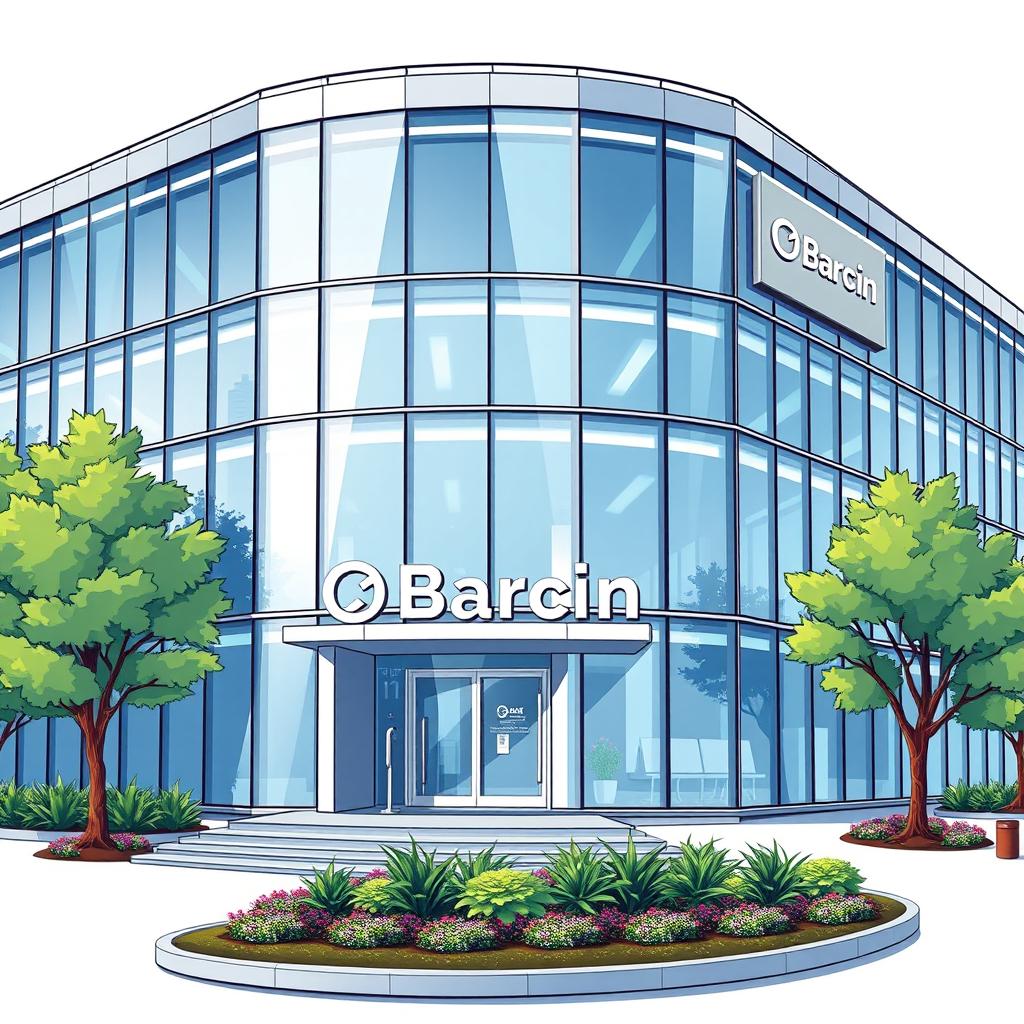 An illustration of a modern and professional business office for a company named 'Barcin'