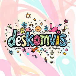 A vibrant doodle art design featuring the word 'deskomvis' in a playful and creative style