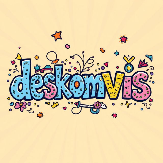 A fun and creative doodle art featuring the word 'deskomvis' in an artistic style