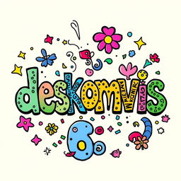 A fun and creative doodle art featuring the word 'deskomvis' in an artistic style