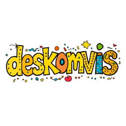 A vibrant and creative doodle art piece featuring the word 'deskomvis'