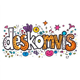 A vibrant and creative doodle art featuring the word 'deskomvis'