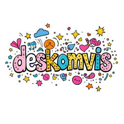 A vibrant and creative doodle art featuring the word 'deskomvis'