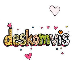 Artistic doodle design featuring the word 'deskomvis'