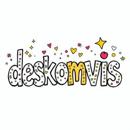 Artistic doodle design featuring the word 'deskomvis'