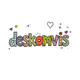 Artistic doodle design featuring the word 'deskomvis'