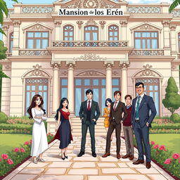 An illustration of a grand mansion labeled 'Mansión de los Eren'