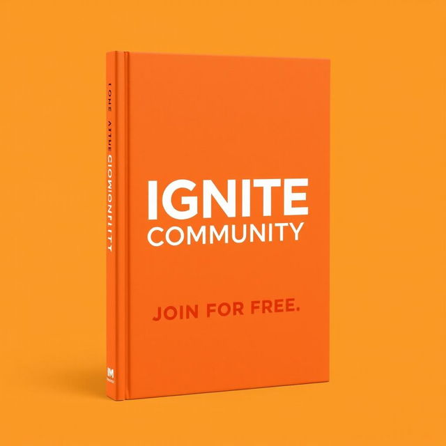 A minimalist book cover design for 'IGNITE COMMUNITY' with the subtitle 'Join for Free