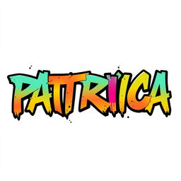 The name 'PATRICIA' designed in a bold, dynamic rapper's font style, featuring vibrant colors and an urban graffiti aesthetic