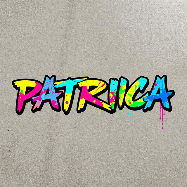 The name 'PATRICIA' creatively rendered in a bold, dynamic rapper's font style, emphasizing sharp angles and flowing curves