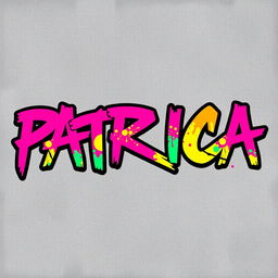 The name 'PATRICIA' creatively rendered in a bold, dynamic rapper's font style, emphasizing sharp angles and flowing curves