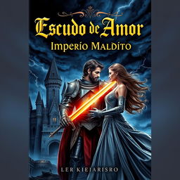A captivating and dramatic cover for a fictional novel titled 'Escudo De Amor - Imperio Maldito'