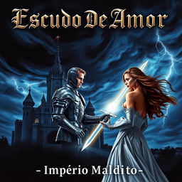 A captivating and dramatic cover for a fictional novel titled 'Escudo De Amor - Imperio Maldito'