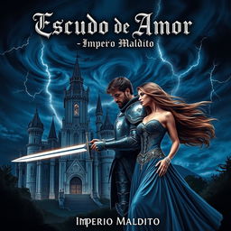 A captivating and dramatic cover for a fictional novel titled 'Escudo De Amor - Imperio Maldito'