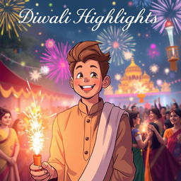 An anime drawing featuring a coverboy with stylized Messi-like hair, wearing a light brown kurta and a flowing white dupatta