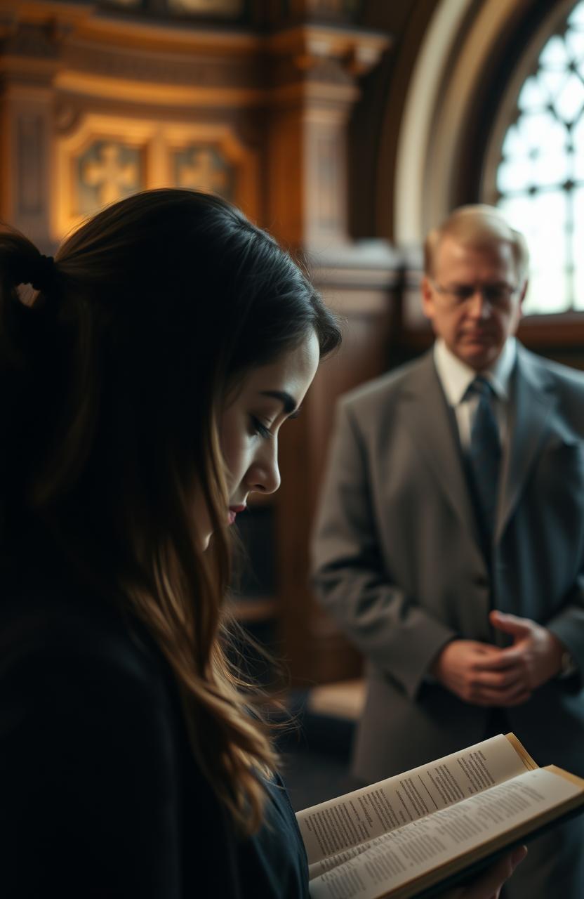 A subtle, close-up image of a young woman, her silhouette partially visible, deeply engrossed in reading a book