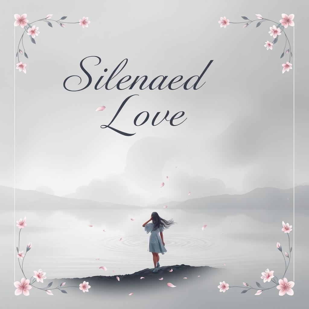 An evocative book cover for the title "Silenced Love" that captures a pretty yet melancholic atmosphere