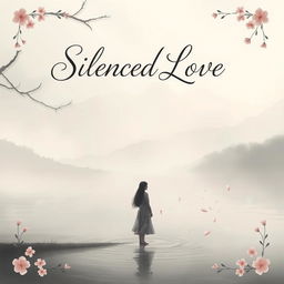 An evocative book cover for the title "Silenced Love" that captures a pretty yet melancholic atmosphere
