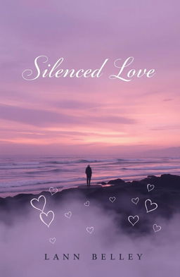A poignant book cover design featuring a lonely figure standing on a desolate shore at sunset, with the ocean waves crashing softly against the rocks