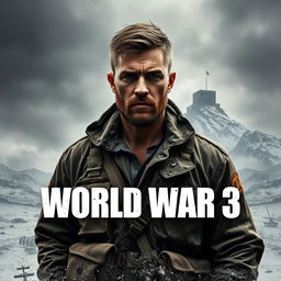 A high quality book cover featuring the main character, a rugged man in his early 30s, who is a former war veteran from World War 3