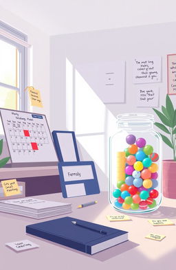 A visually appealing illustration inspired by the theme of 'Atomic Habits' by James Clear