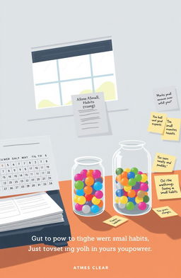 A visually appealing illustration inspired by the theme of 'Atomic Habits' by James Clear
