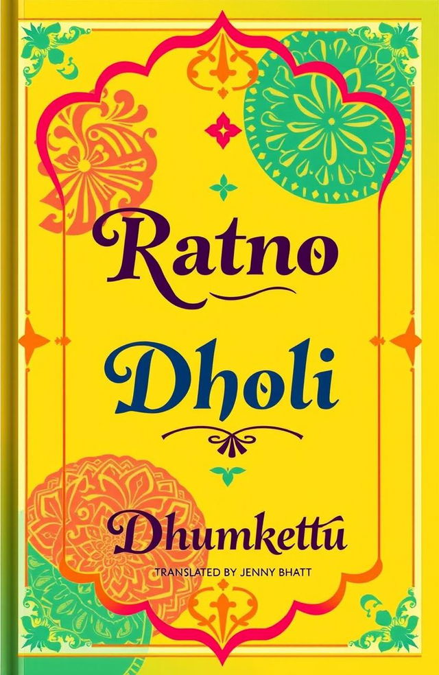 A beautifully designed book cover for 'Ratno Dholi, The best stories of Dhumketu, Translated by Jenny Bhatt'