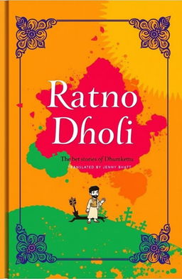 A creatively designed book cover for 'Ratno Dholi: The Best Stories of Dhumketu, Translated by Jenny Bhatt'