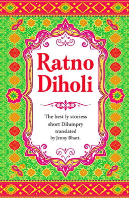 A vibrant and sophisticated book cover for 'Ratno Dholi, The Best Stories of Dhumketu, Translated by Jenny Bhatt'