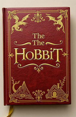 A beautifully designed book cover for 'The Hobbit' featuring an old-style aesthetic