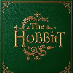 An artistic representation of a book spine for 'The Hobbit', designed in an old-fashioned style