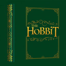 A beautifully designed spine for a hard cover edition of 'The Hobbit', featuring intricate illustrations inspired by J