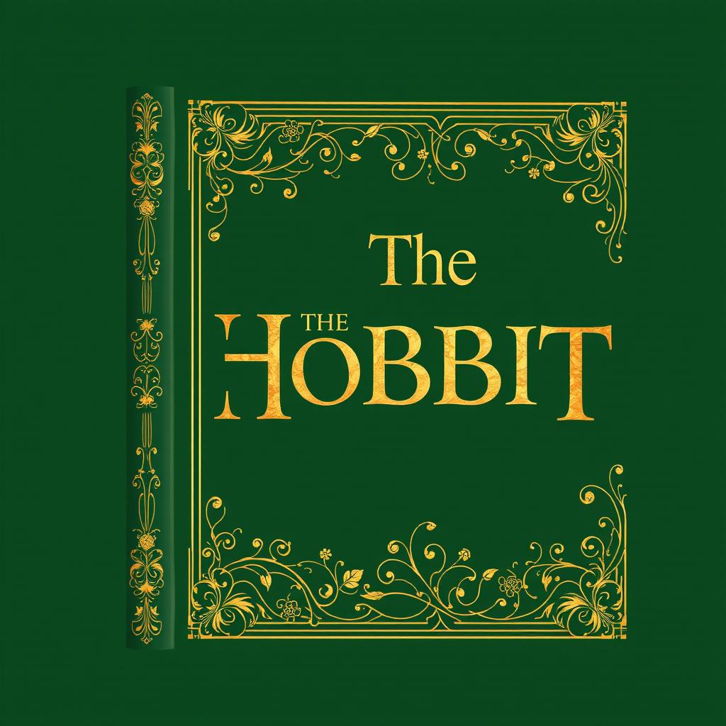 A beautifully designed spine for a hard cover edition of 'The Hobbit', featuring intricate illustrations inspired by J