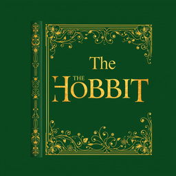A beautifully designed spine for a hard cover edition of 'The Hobbit', featuring intricate illustrations inspired by J