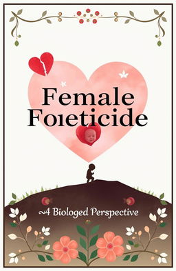 A visually striking cover page for a school biology project on female foeticide, featuring a thoughtful and artistic representation of the theme