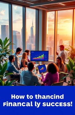 A visually inspiring and motivational scene depicting a diverse group of people collaborating in a modern office environment, full of energy and creativity