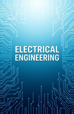 A modern and sleek book cover design for an electrical engineering base company, featuring dynamic lines and circuit designs in the background