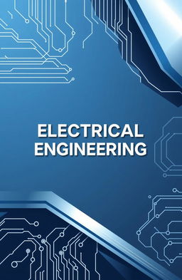 A modern and sleek book cover design for an electrical engineering base company, featuring dynamic lines and circuit designs in the background