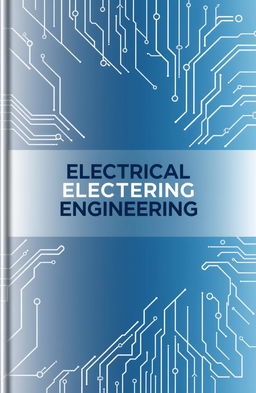 A modern and sleek book cover design for an electrical engineering base company, featuring dynamic lines and circuit designs in the background