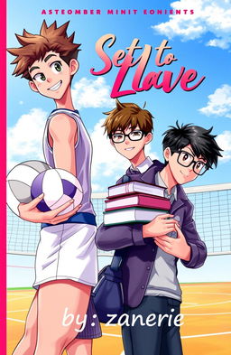 A vibrant and romantic book cover featuring two boys