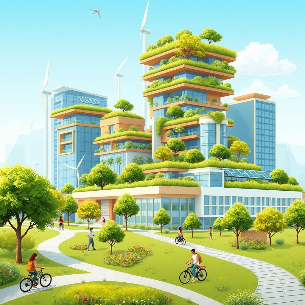 A visually striking illustration showcasing the concept of sustainable engineering