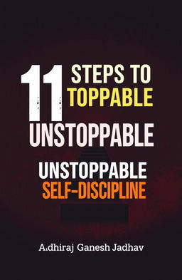 A motivational book cover for '11 Steps to Unstoppable Self-Discipline' by Adhiraj Jadhav, featuring a bold and inspiring design