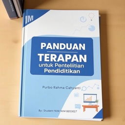 A professional cover design for a module titled 'Panduan Statistik Terapan untuk Penelitian Pendidikan' by Purbo Rahma Cahyanti, student NIM B2B023027