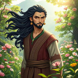 A handsome earth spirit from Central Asia, showcasing striking features and a regal presence