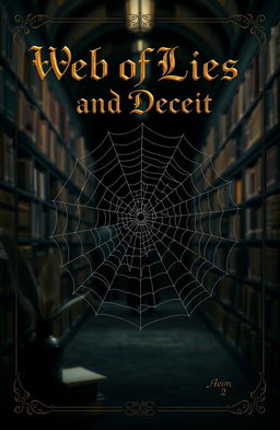 A captivating book cover design for a fictional novel titled 'Web of Lies and Deceit'