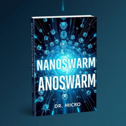 A captivating book cover design for the hard sci-fi novel 'Nanoswarm' by Dr