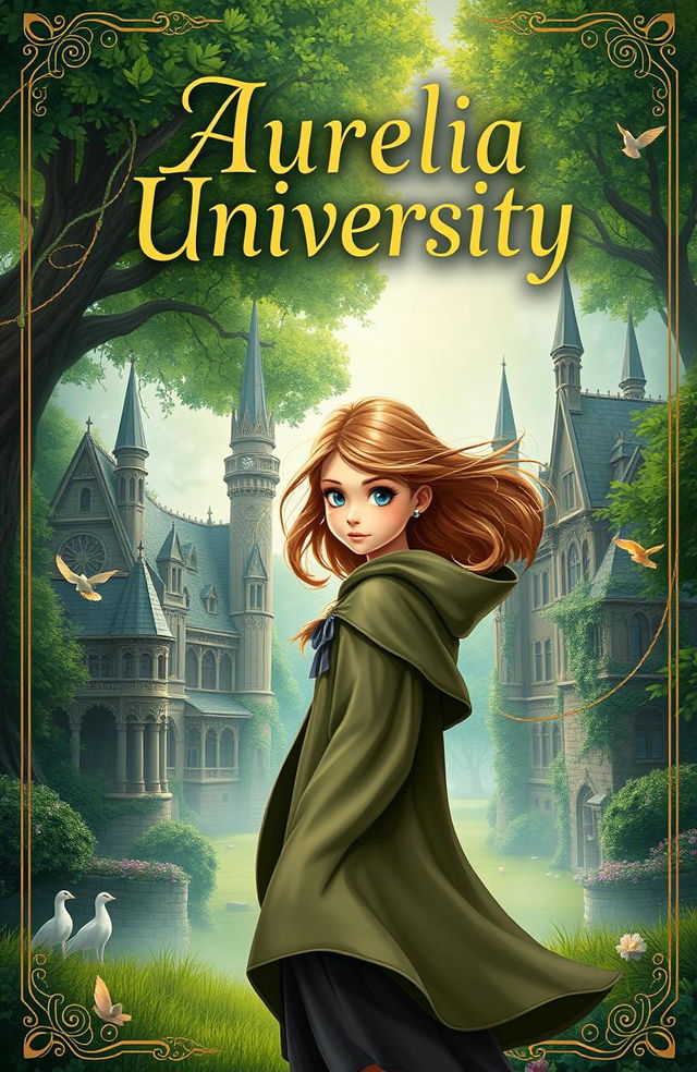 A captivating book cover for the story titled 'Aurelia University'