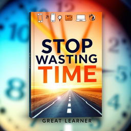 A modern and eye-catching book cover design for 'Stop Wasting Time' by Great Learner